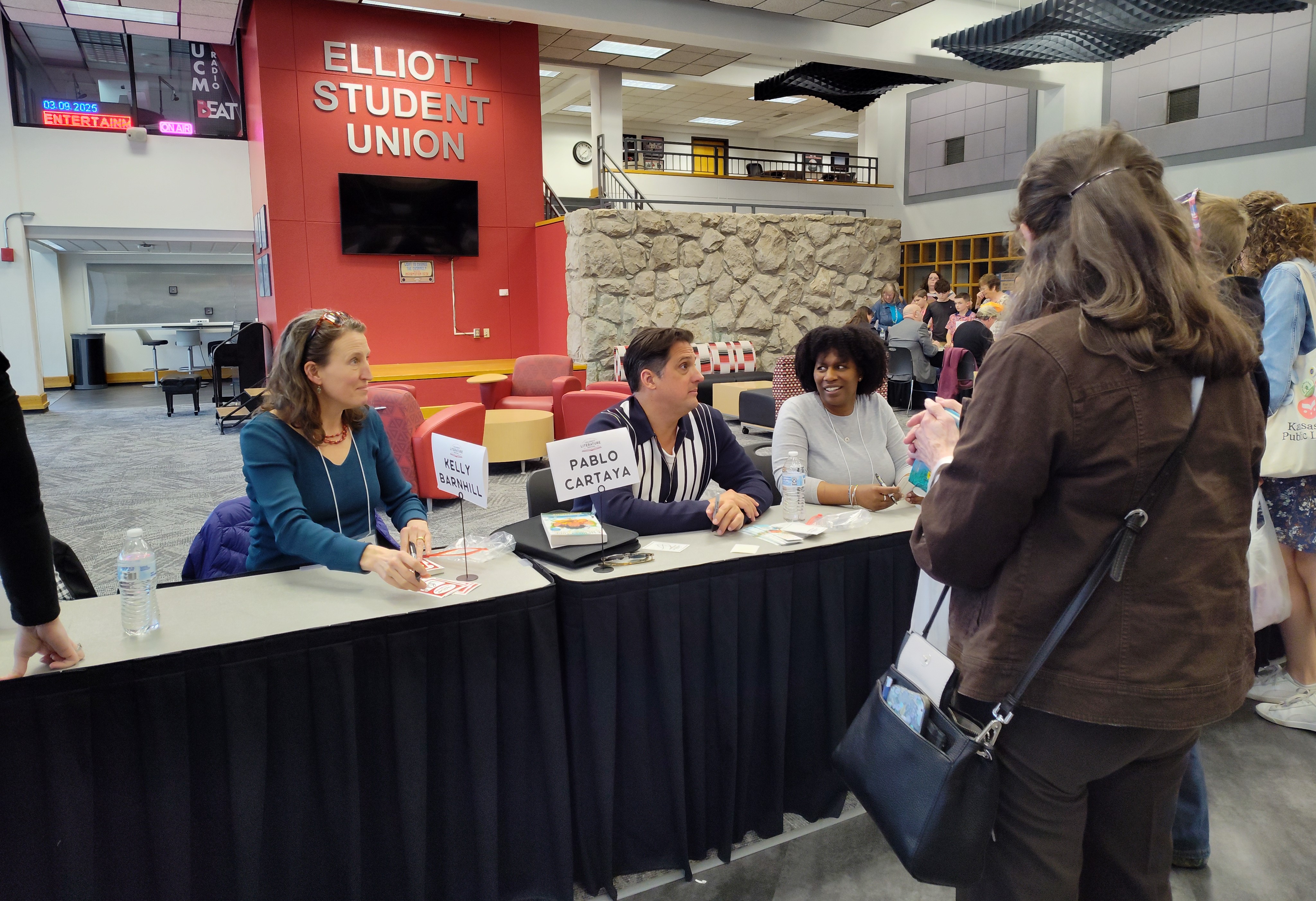Kelly Barnhill, Pablo Cartaya, and Leah Henderson at CLF 2025 book signing